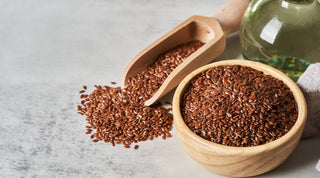 Flaxseed in a bowl on a table